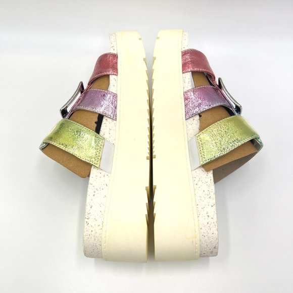 Franco Sarto Womens Patricia Pink‎ Silver Green Blue Platform Sandals 6.5 - Picture 8 of 13